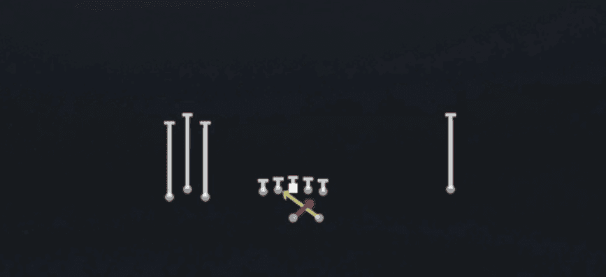 Play diagram for Read Option from Shotgun Bunch Open in Madden 27