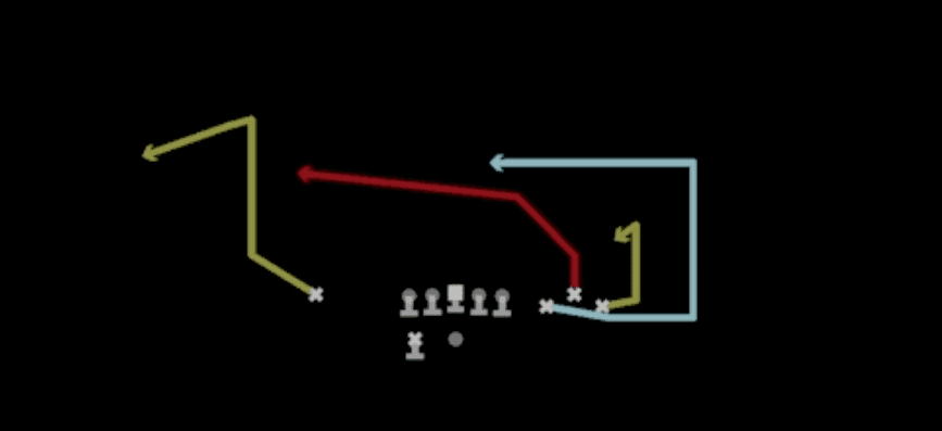 Play diagram for Cheat Slot Cross from Shotgun Bunch Spread Nasty in Madden 27