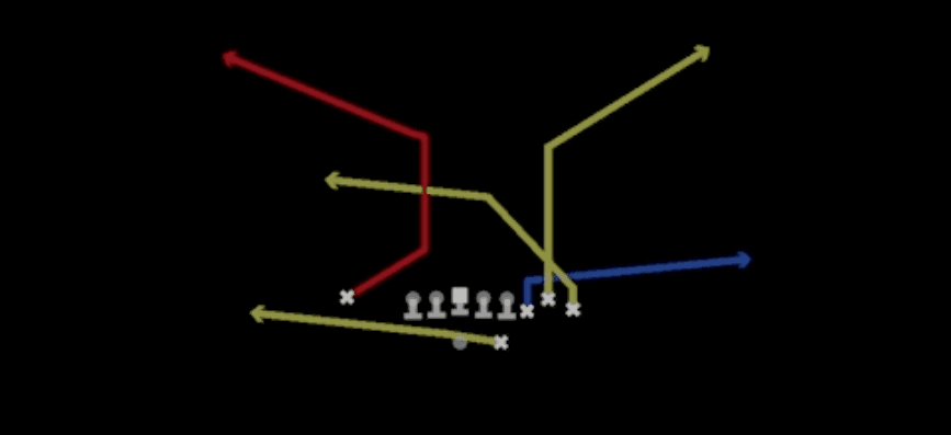 Play diagram for PA Corner from Shotgun Bunch Str Nasty in Madden 27