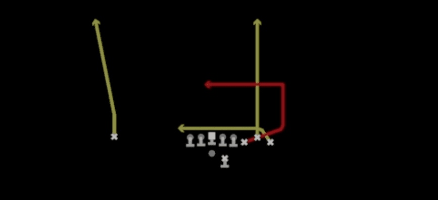 Play diagram for Dagger from Shotgun Bunch Str Offset in Madden 27