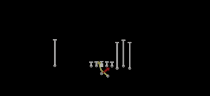 Play diagram for Read Option from Shotgun Bunch Str Offset in Madden 27