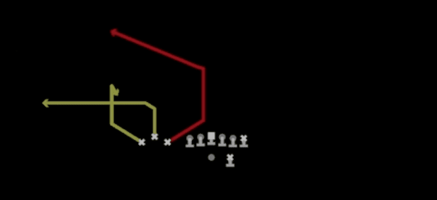 Play diagram for Deep Smash from Shotgun Bunch TE in Madden 27
