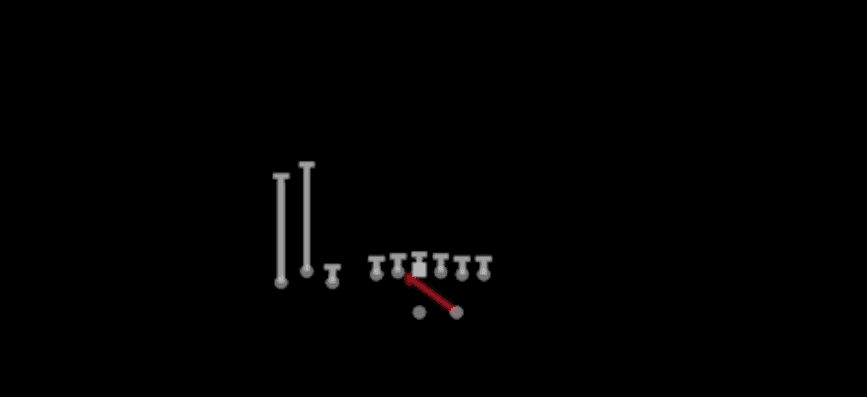 Play diagram for Inside Zone from Shotgun Bunch TE in Madden 27