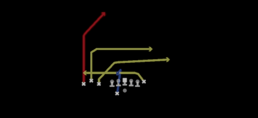Play diagram for Mesh Mills from Shotgun Bunch TE Wk in Madden 27
