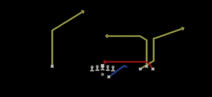 Play diagram for Drive from Shotgun Bunch Trio Open in Madden 27