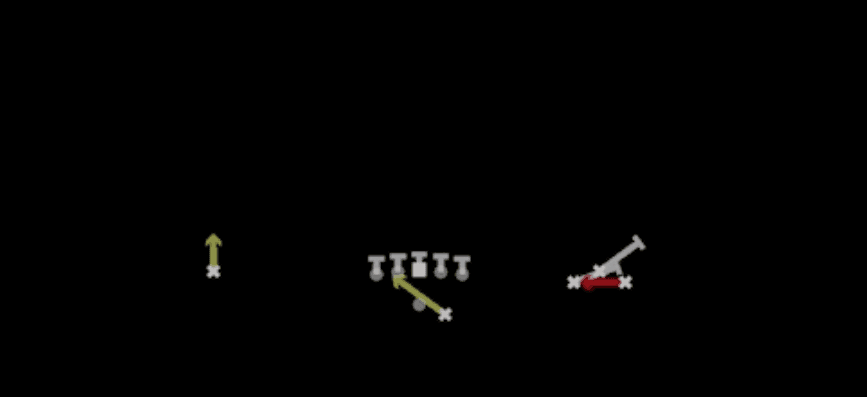Play diagram for RPO Alert WR Screen from Shotgun Bunch Trio Open in Madden 27