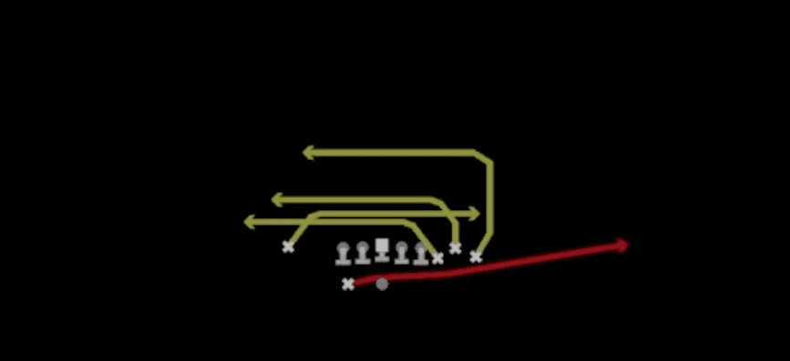Play diagram for Mesh HB Sneak Dig from Shotgun Bunch X Nasty in Madden 27