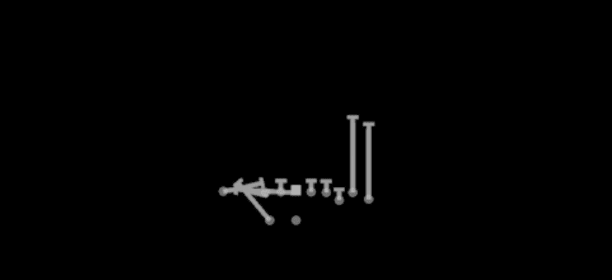Play diagram for QB Sweep from Shotgun Bunch X Nasty in Madden 27