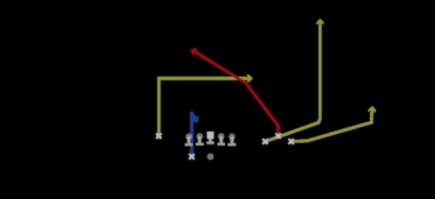 Play diagram for Verticals from Shotgun Bunch Y-Flex in Madden 27