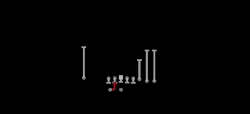 Play diagram for HB Draw from Shotgun Bunch Y-Trips in Madden 27
