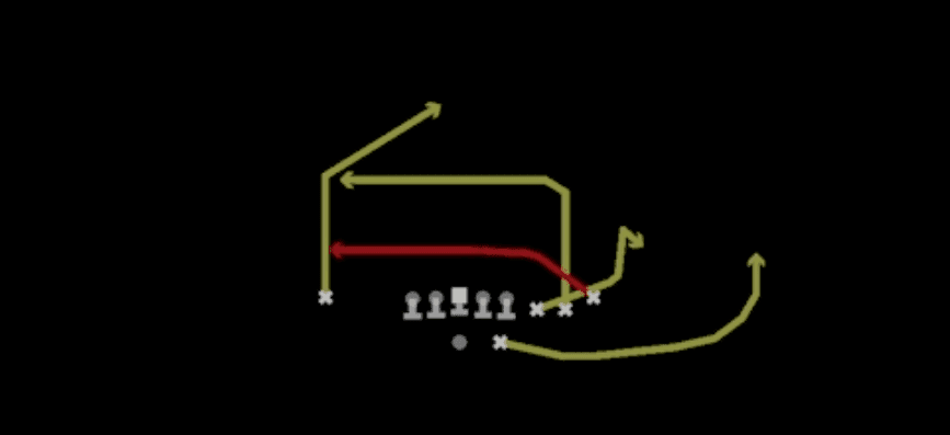 Play diagram for Flanker Drive from Shotgun Cluster HB Str in Madden 27