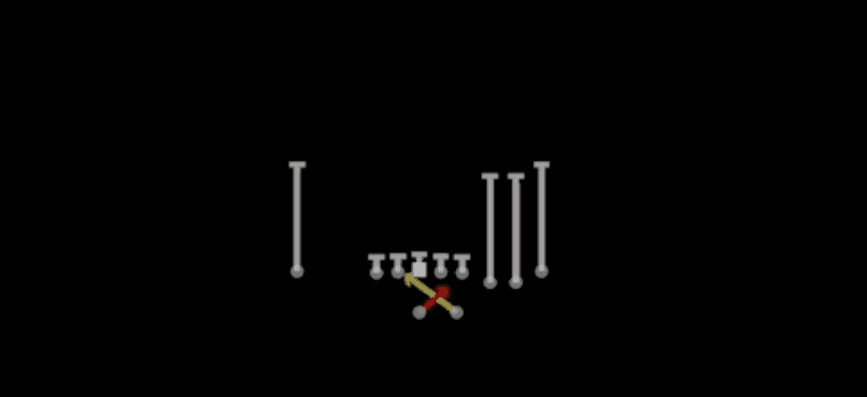 Play diagram for Read Option from Shotgun Cluster HB Str in Madden 27