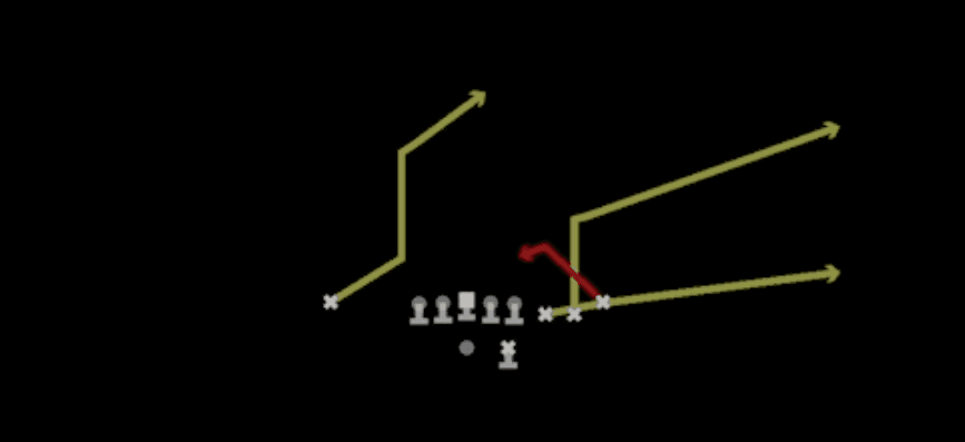 Play diagram for Z Spot from Shotgun Cluster HB Str in Madden 27