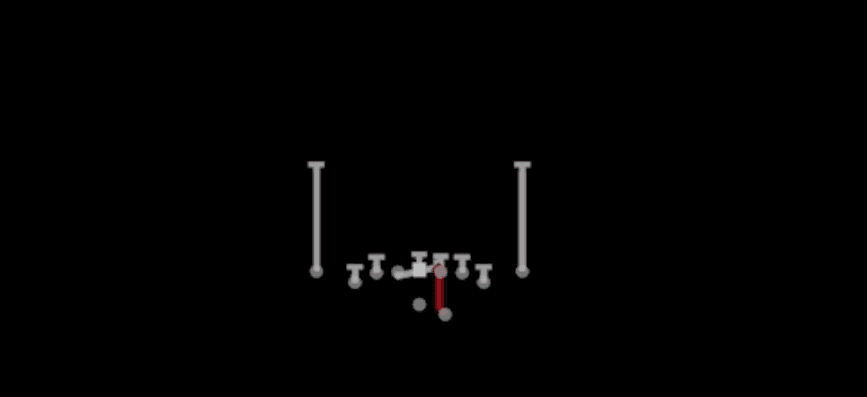 Play diagram for 0 1 Trap from Shotgun Deuce Close in Madden 27