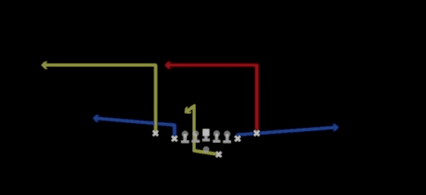 Play diagram for PA Deep Out from Shotgun Deuce Close in Madden 27
