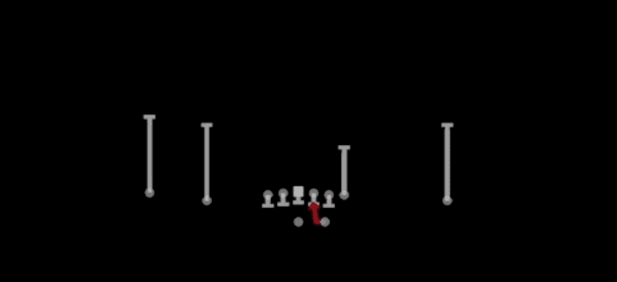 Play diagram for HB Mid Draw from Shotgun Doubles in Madden 27