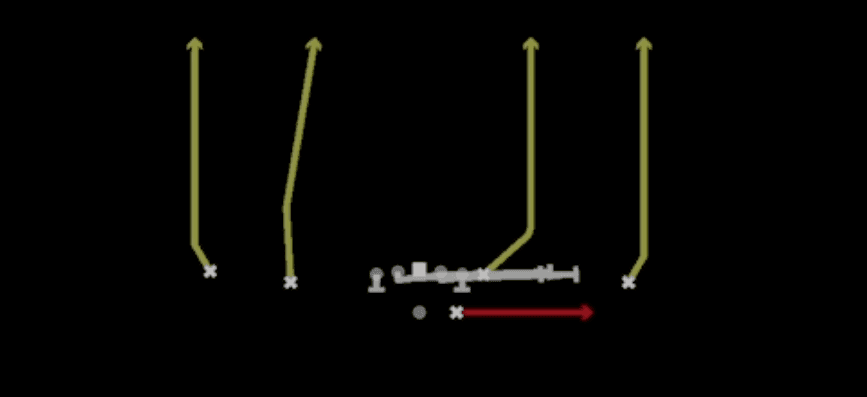 Play diagram for HB Slip Screen from Shotgun Doubles in Madden 27
