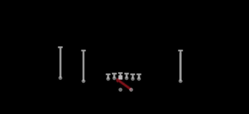 Play diagram for Inside Zone from Shotgun Doubles in Madden 27