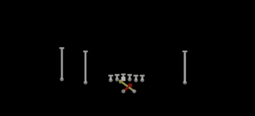 Play diagram for Read Option from Shotgun Doubles in Madden 27