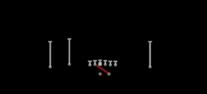 Play diagram for Inside Zone from Shotgun Doubles Flex in Madden 27
