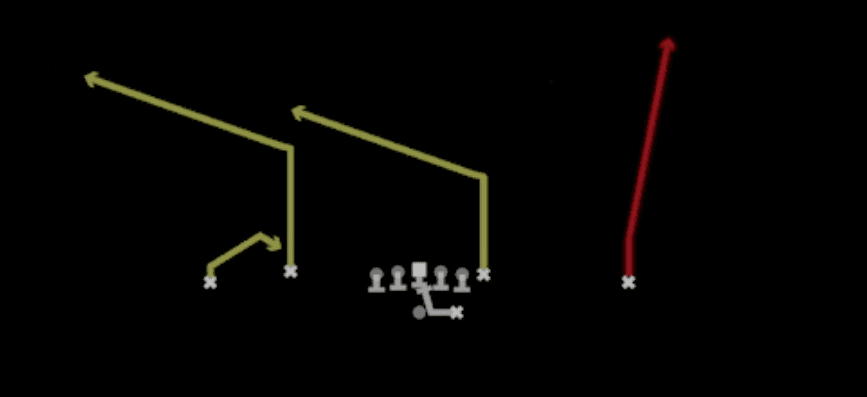 Play diagram for PA FL Fly from Shotgun Doubles Flex in Madden 27