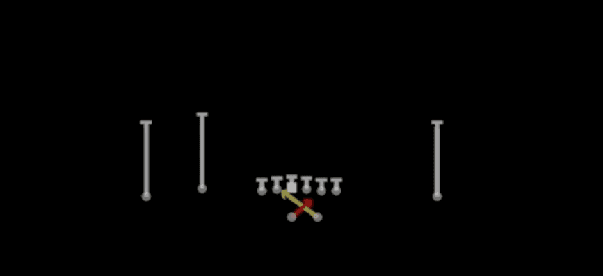 Play diagram for Read Option from Shotgun Doubles Flex in Madden 27