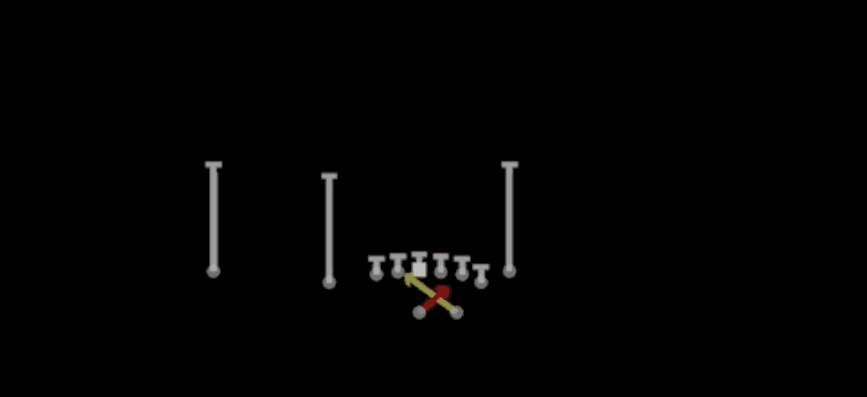 Play diagram for Read Option from Shotgun Doubles Flex Y Off Close in Madden 27