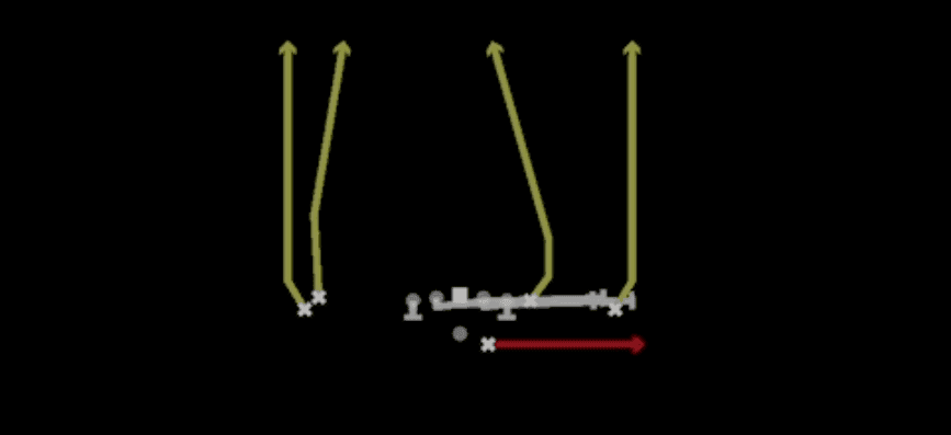 Play diagram for HB Slip Screen from Shotgun Doubles Hip in Madden 27