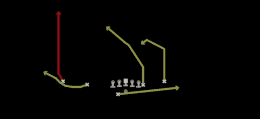 Play diagram for PA Y Cross from Shotgun Doubles Off Close Wk in Madden 27