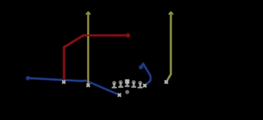 Play diagram for X Dagger from Shotgun Doubles Off Close Wk in Madden 27