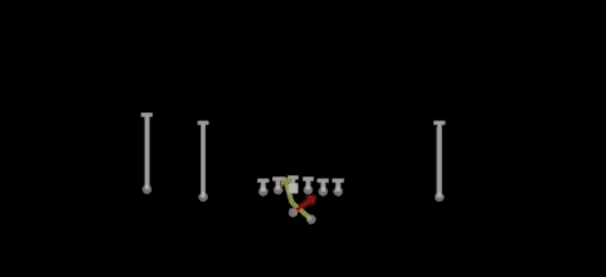 Play diagram for Read Option from Shotgun Doubles Offset in Madden 27