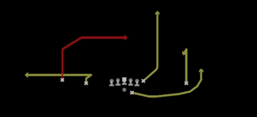 Play diagram for SE Dig from Shotgun Doubles Offset in Madden 27
