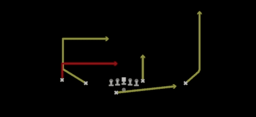 Play diagram for PA Digs from Shotgun Doubles Offset Wk in Madden 27
