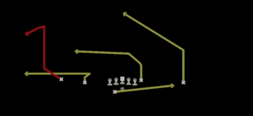 Play diagram for PA Read from Shotgun Doubles Offset Wk in Madden 27