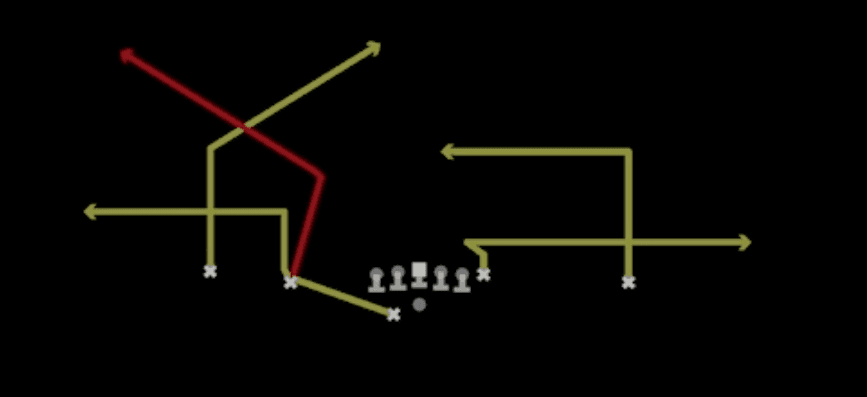 Play diagram for Sail from Shotgun Doubles Offset Wk in Madden 27