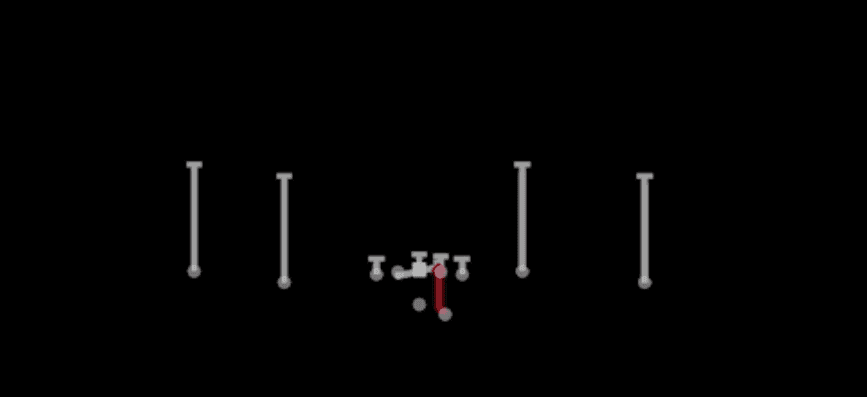 Play diagram for 0 1 Trap from Shotgun Doubles Y-Flex Offset in Madden 27