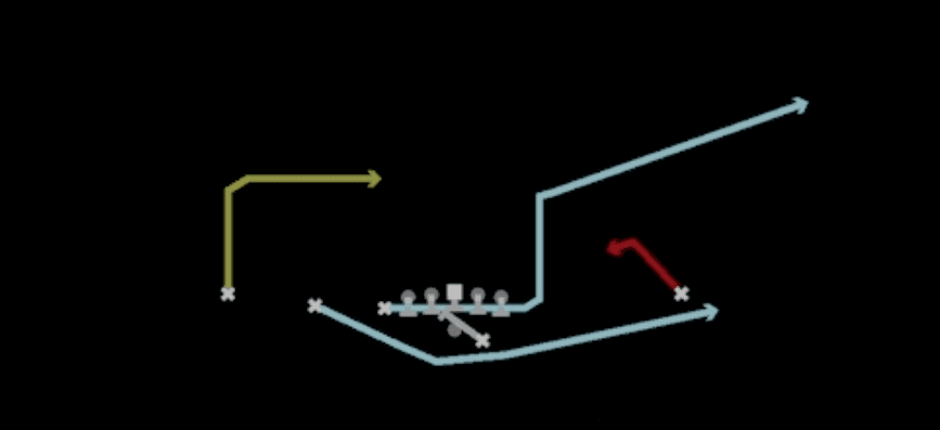 Play diagram for Mtn Orbit PA Spot from Shotgun Doubles Y Off in Madden 27