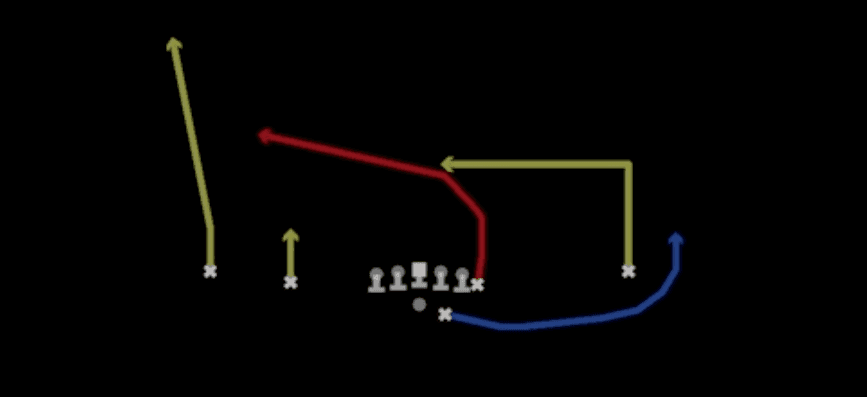 Play diagram for Stick Knife from Shotgun Doubles Y Off in Madden 27