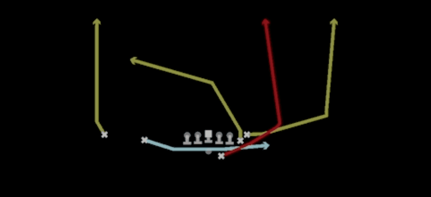 Play diagram for Fake Jet HB Seam from Shotgun Doubles Y Off Nasty in Madden 27