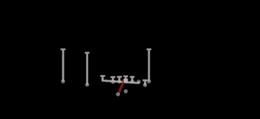 Play diagram for Tackle Trap from Shotgun Doubles Y Off Nasty in Madden 27