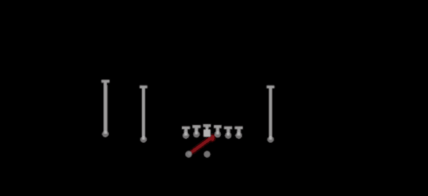 Play diagram for Inside Zone from Shotgun Doubles Z Close Wk in Madden 27
