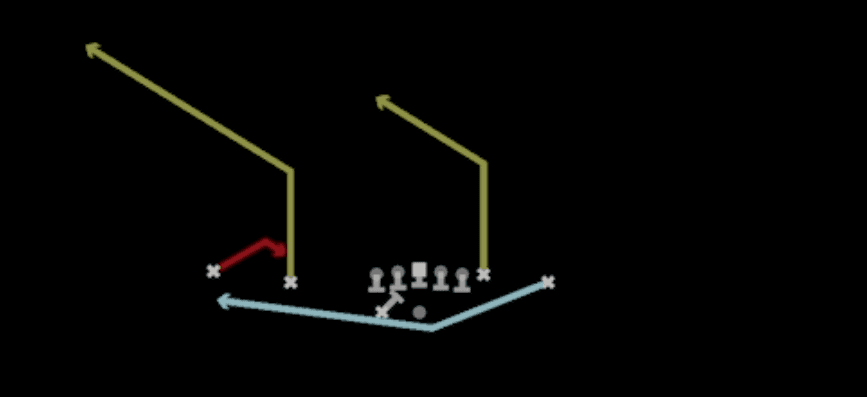 Play diagram for Mtn PA X Spot from Shotgun Doubles Z Close Wk in Madden 27