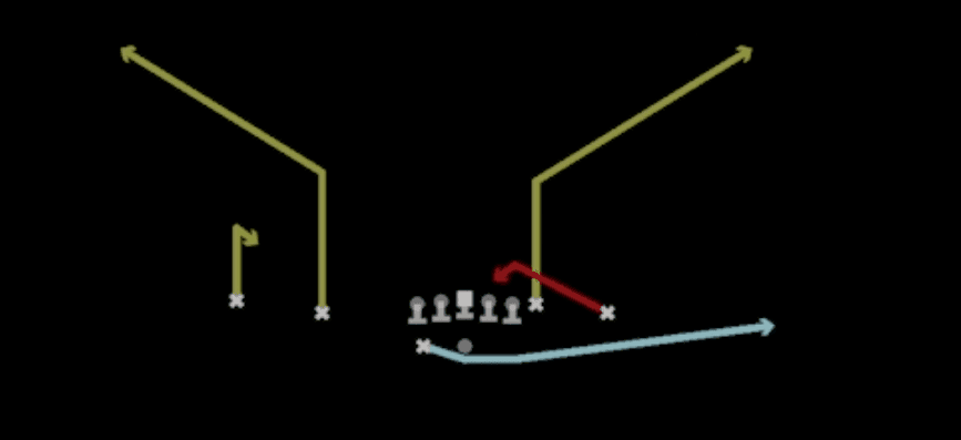 Play diagram for Mtn Z Spot from Shotgun Doubles Z Close Wk in Madden 27