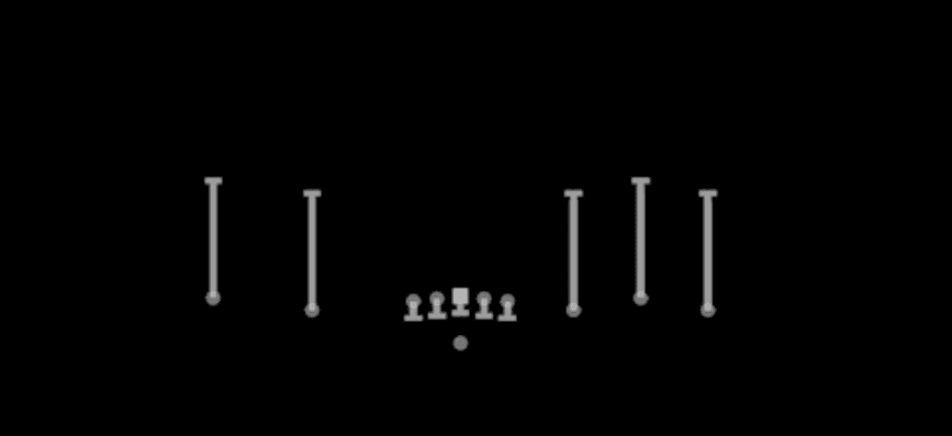 Play diagram for QB Draw from Shotgun Empty Base Trio in Madden 27