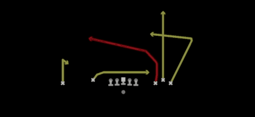 Play diagram for Dagger from Shotgun Empty Bunch Y Flex in Madden 27