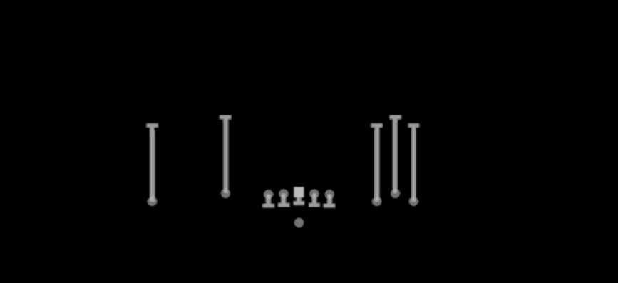 Play diagram for QB Draw from Shotgun Empty Bunch Y Flex in Madden 27