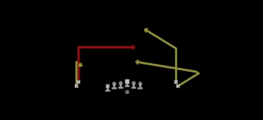 Play diagram for Post In Angle Slant from Shotgun Empty Sketch Stack in Madden 27