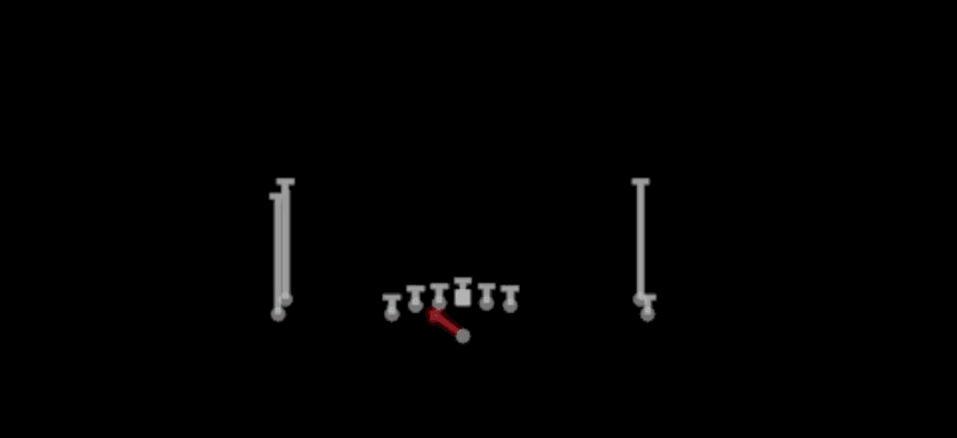 Play diagram for QB Zone from Shotgun Empty Sketch Stack in Madden 27