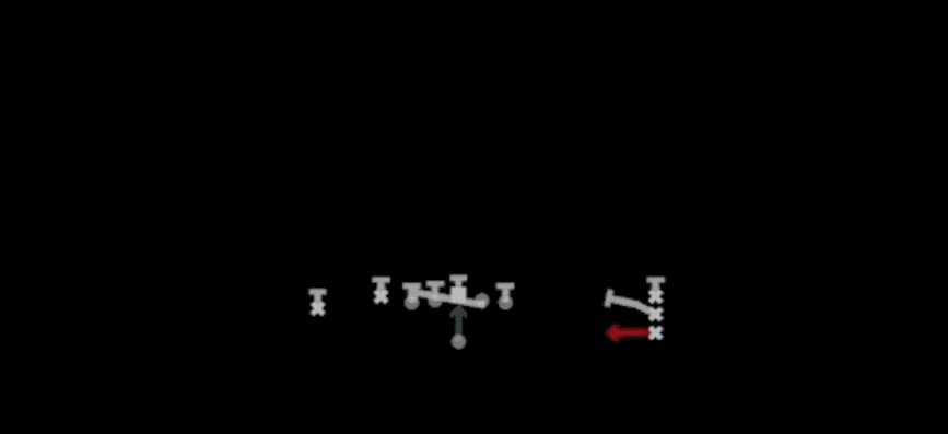 Play diagram for QB Power RPO from Shotgun Empty Triple Stack in Madden 27