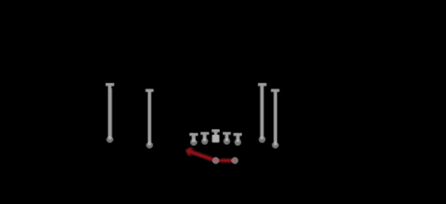 Play diagram for HB Sweep from Shotgun Flanker Close in Madden 27